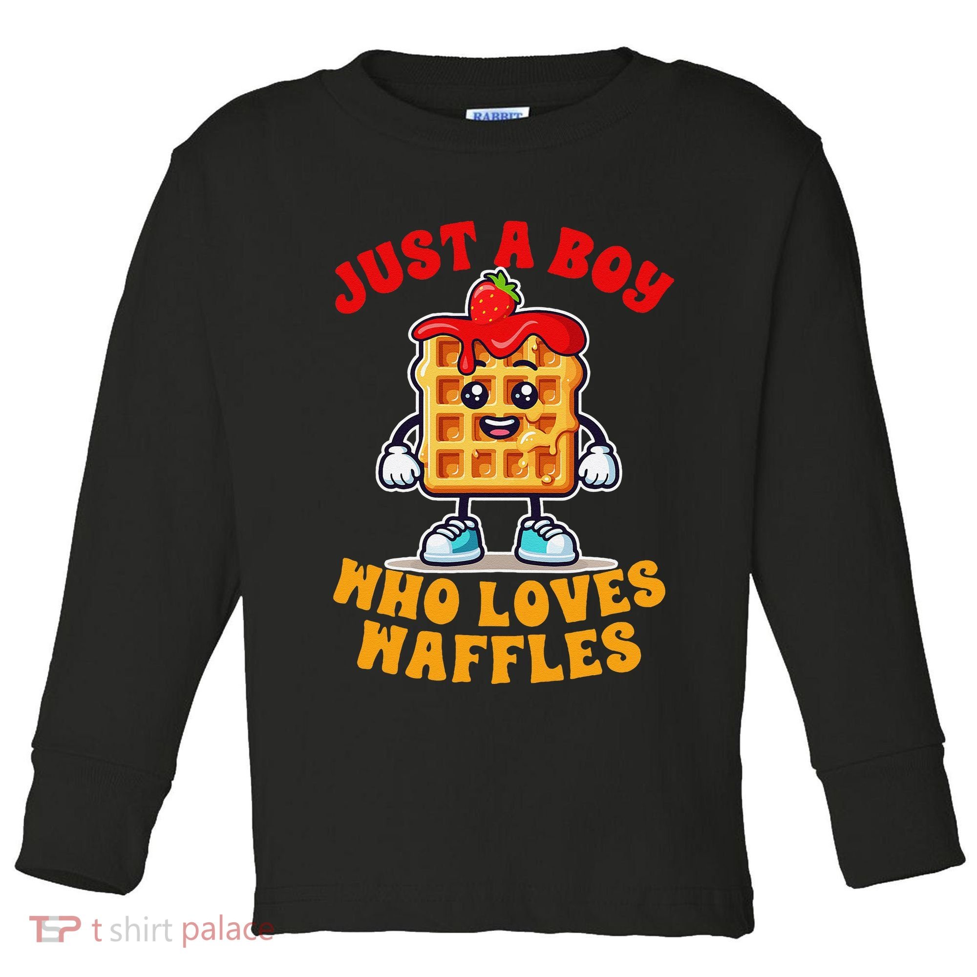Waffle Lover Waffle Squad Foodie Just A Boy Loves Waffles Toddler Long Sleeve Shirt
