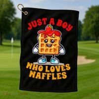 Waffle Lover Waffle Squad Foodie Just A Boy Loves Waffles Golf Towel thumb 1