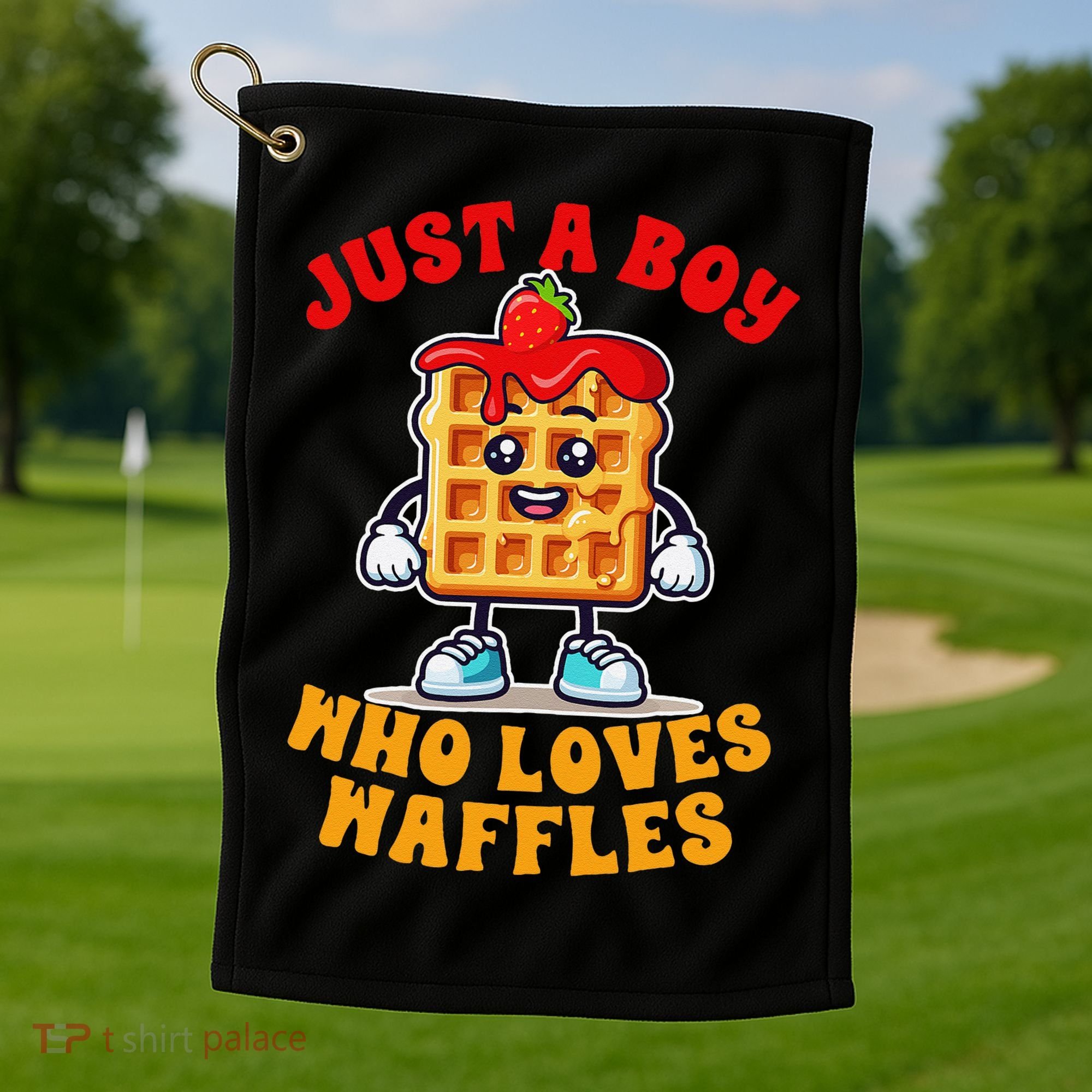 Waffle Lover Waffle Squad Foodie Just A Boy Loves Waffles Golf Towel