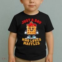 Waffle Lover Waffle Squad Foodie Just A Boy Loves Waffles Toddler T-Shirt thumb 2