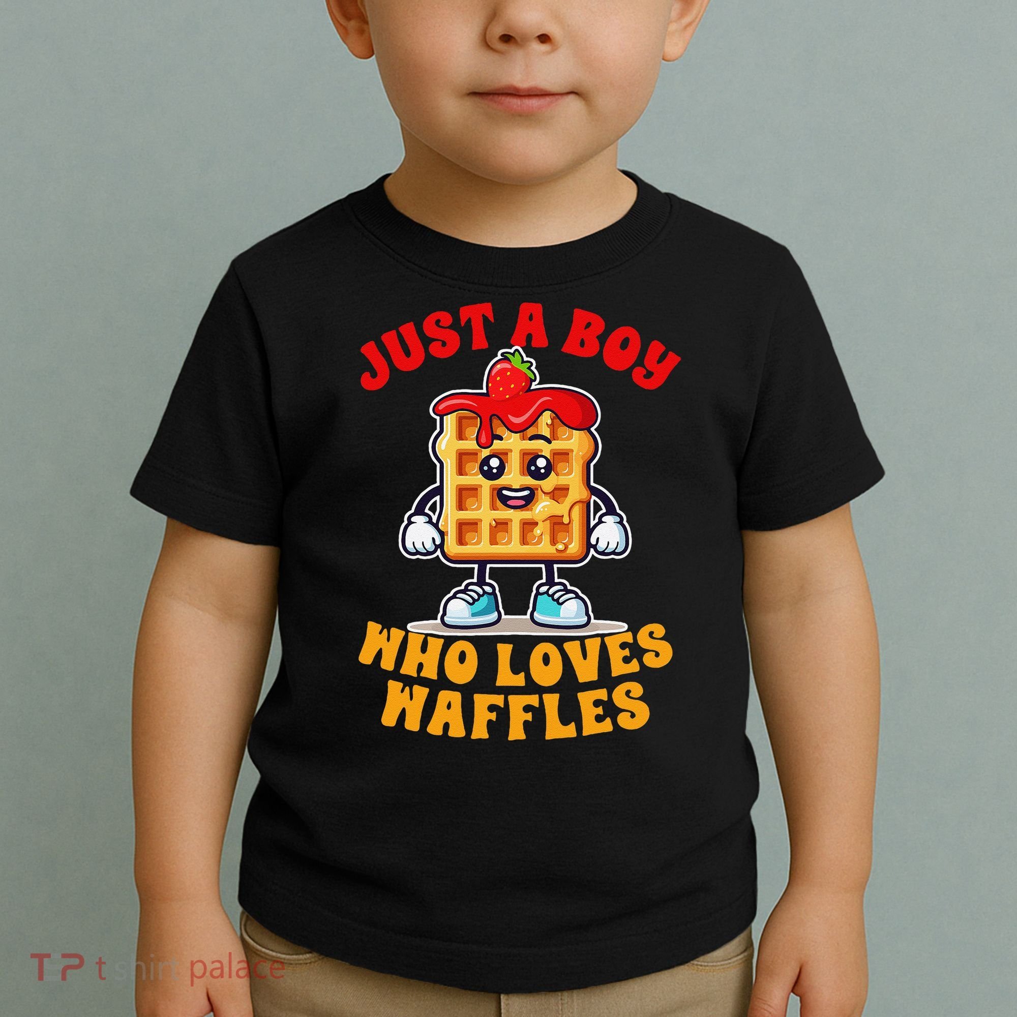 Waffle Lover Waffle Squad Foodie Just A Boy Loves Waffles Toddler T-Shirt