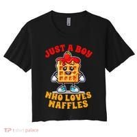 Waffle Lover Waffle Squad Foodie Just A Boy Loves Waffles Women's Crop Top Tee thumb 0