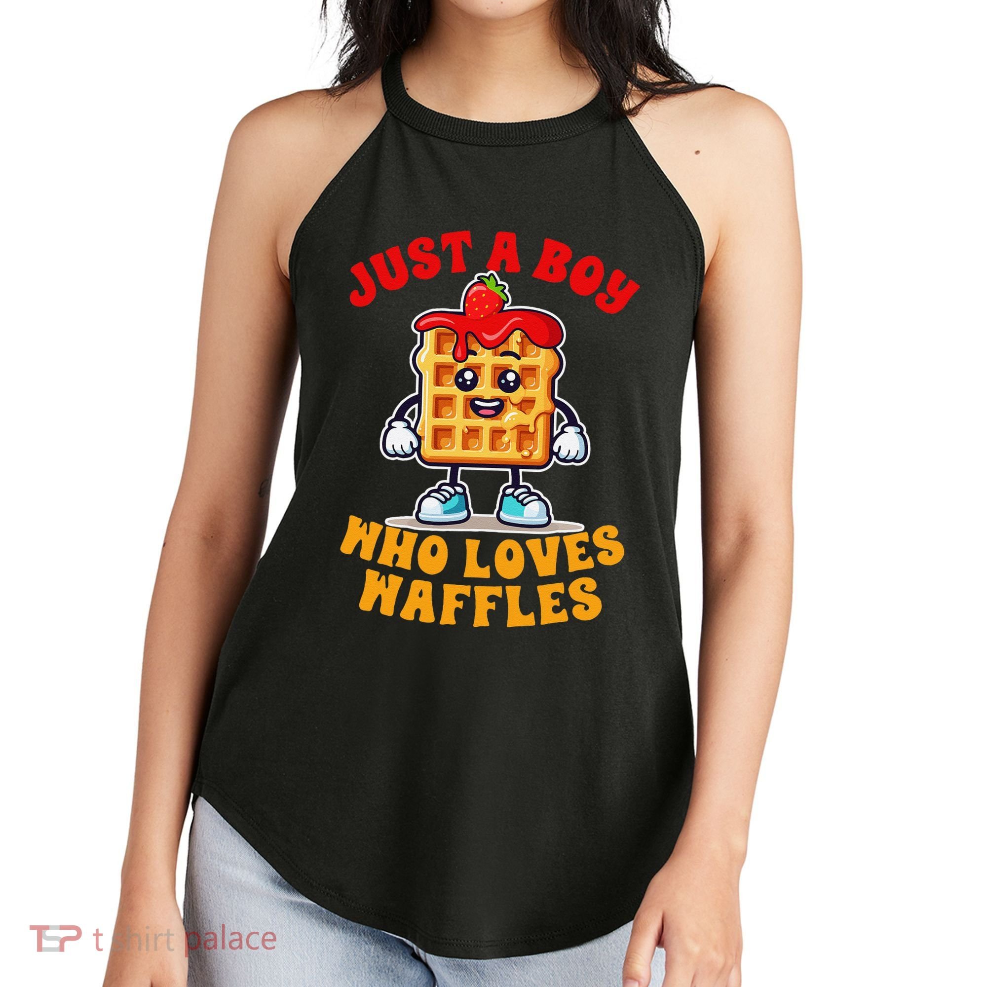 Waffle Lover Waffle Squad Foodie Just A Boy Loves Waffles Women's Perfect Tri Rocker Tank