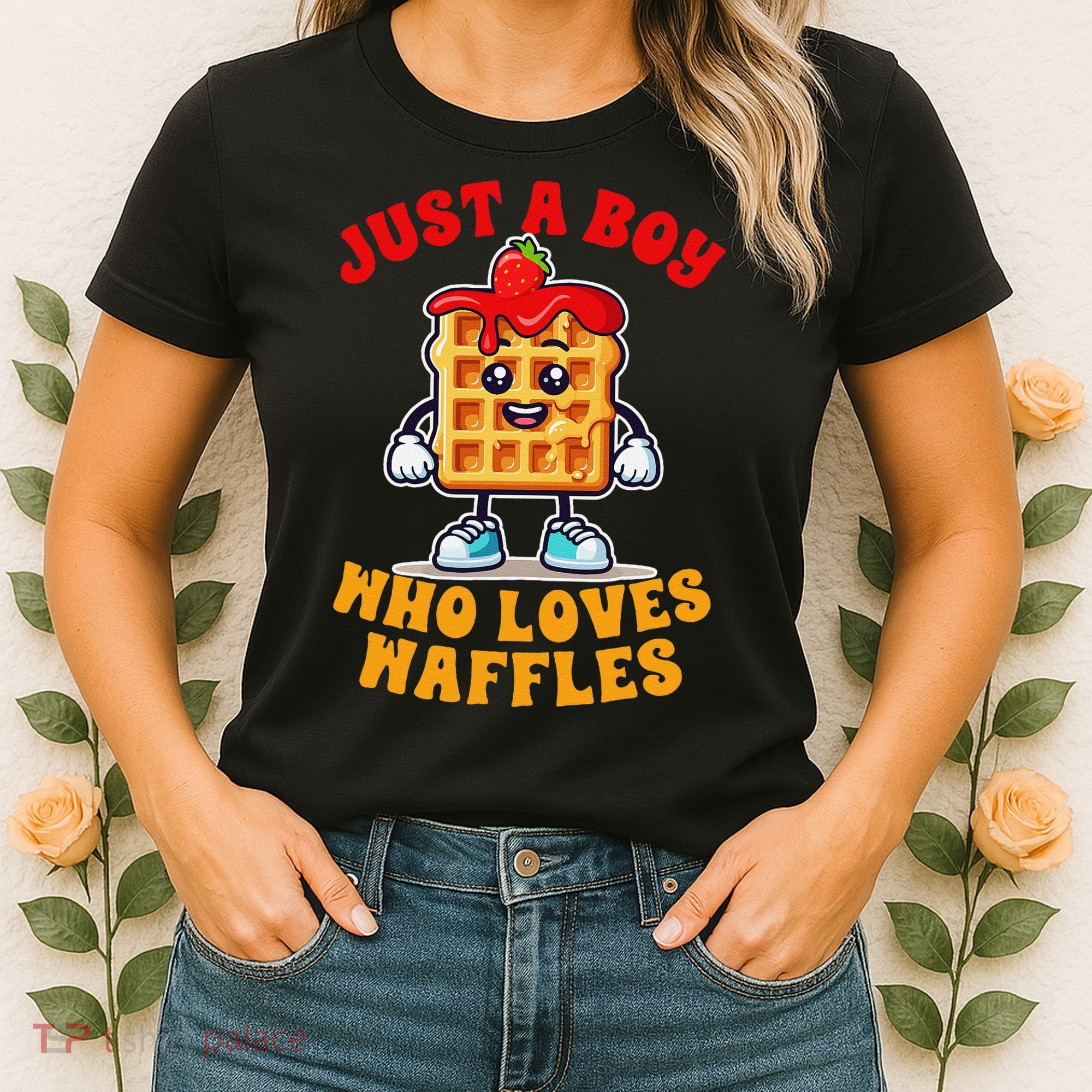 Waffle Lover Waffle Squad Foodie Just A Boy Loves Waffles Women's T-Shirt