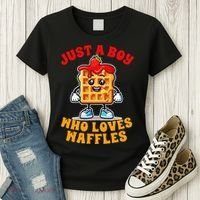 Waffle Lover Waffle Squad Foodie Just A Boy Loves Waffles Women's T-Shirt thumb 3