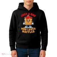 Waffle Lover Waffle Squad Foodie Just A Boy Loves Waffles Kids Hoodie thumb 4