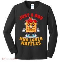Waffle Lover Waffle Squad Foodie Just A Boy Loves Waffles Kids Long Sleeve Shirt thumb 0