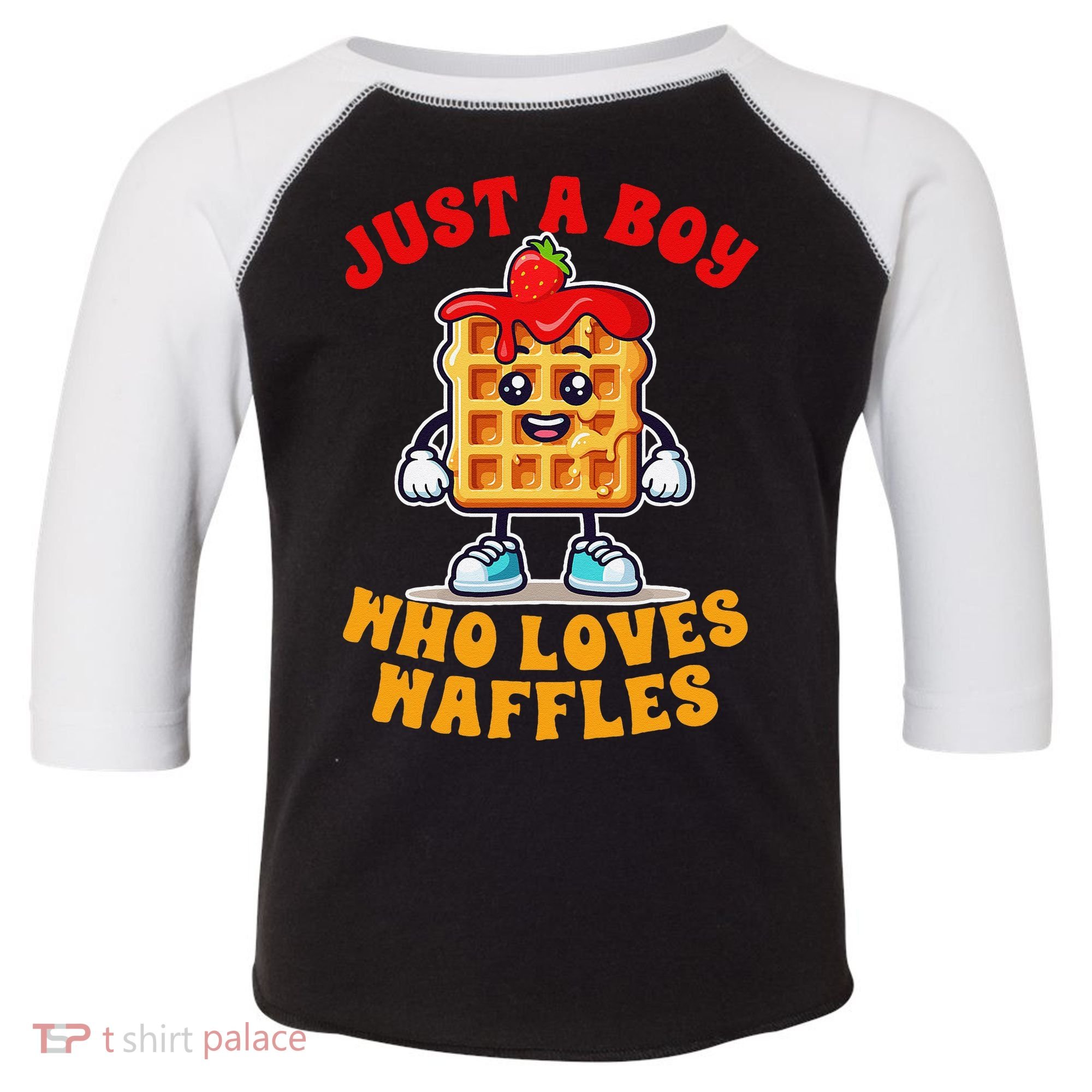 Waffle Lover Waffle Squad Foodie Just A Boy Loves Waffles Toddler Fine Jersey T-Shirt