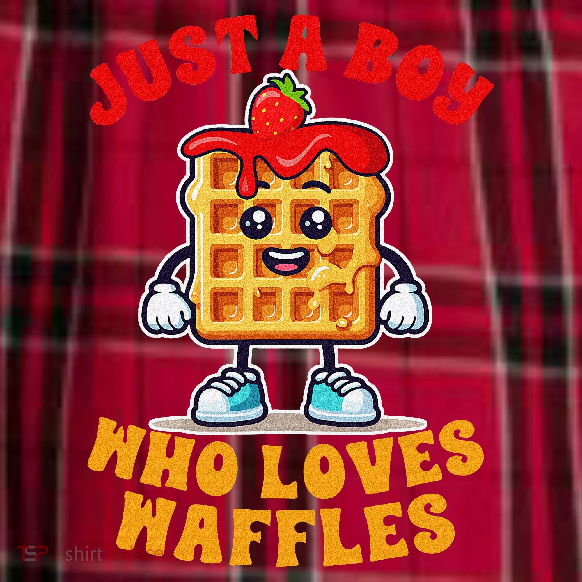 Waffle Lover Waffle Squad Foodie Just A Boy Loves Waffles Women's Flannel Plaid Pajama Pants