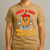 Waffle Lover Waffle Squad Foodie Just A Boy Loves Waffles T-Shirt thumb 3