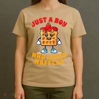 Waffle Lover Waffle Squad Foodie Just A Boy Loves Waffles T-Shirt thumb 4