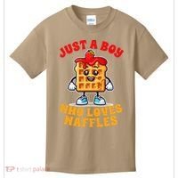 Waffle Lover Waffle Squad Foodie Just A Boy Loves Waffles Kids T-Shirt thumb 0