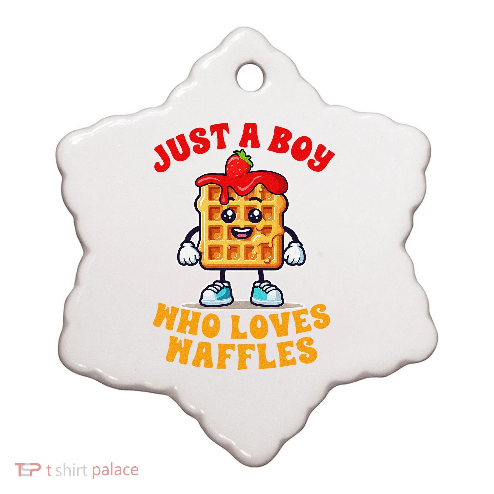 Waffle Lover Waffle Squad Foodie Just A Boy Loves Waffles Ceramic Ornament