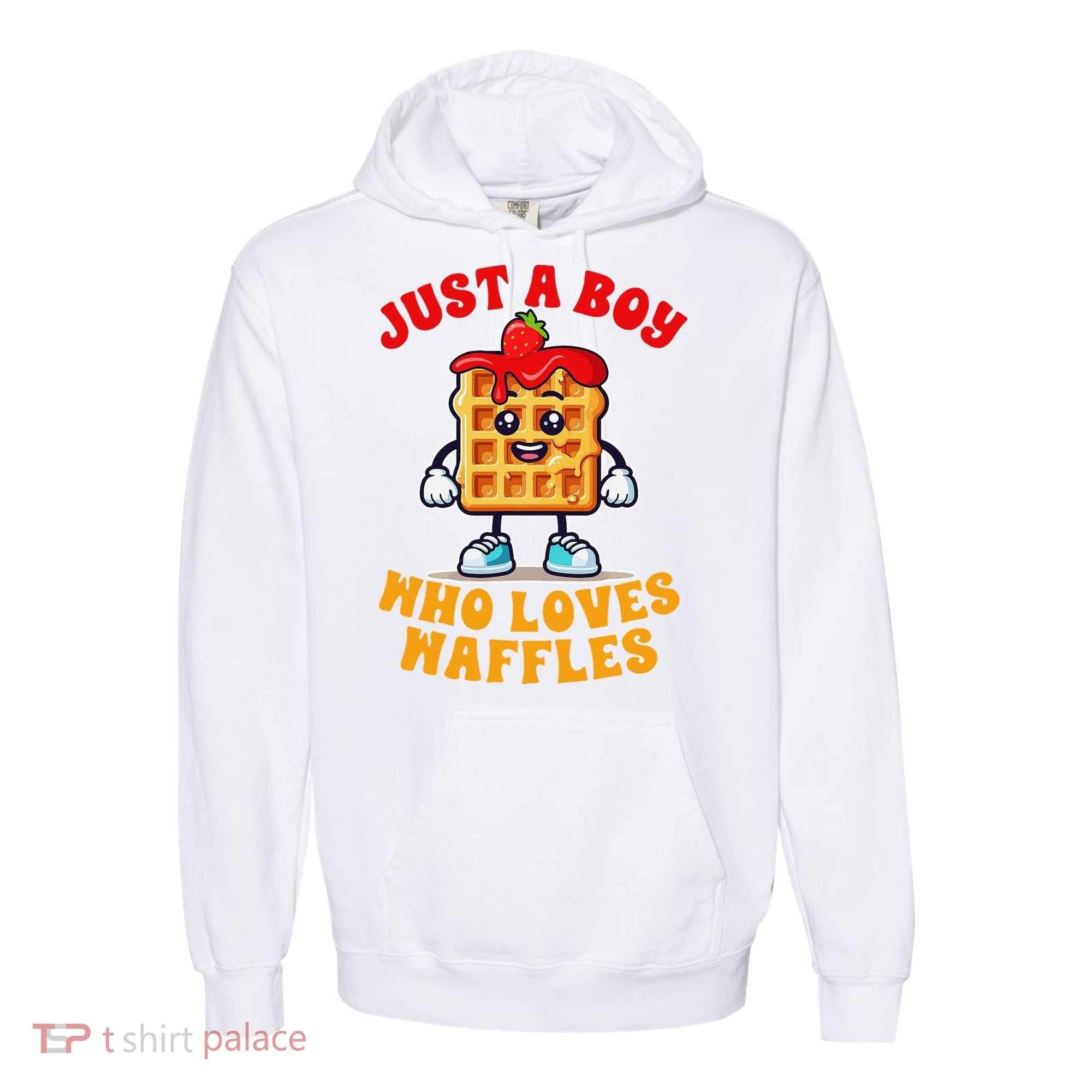 Waffle Lover Waffle Squad Foodie Just A Boy Loves Waffles Comfort Colors Garment-Dyed Hooded Sweatshirt