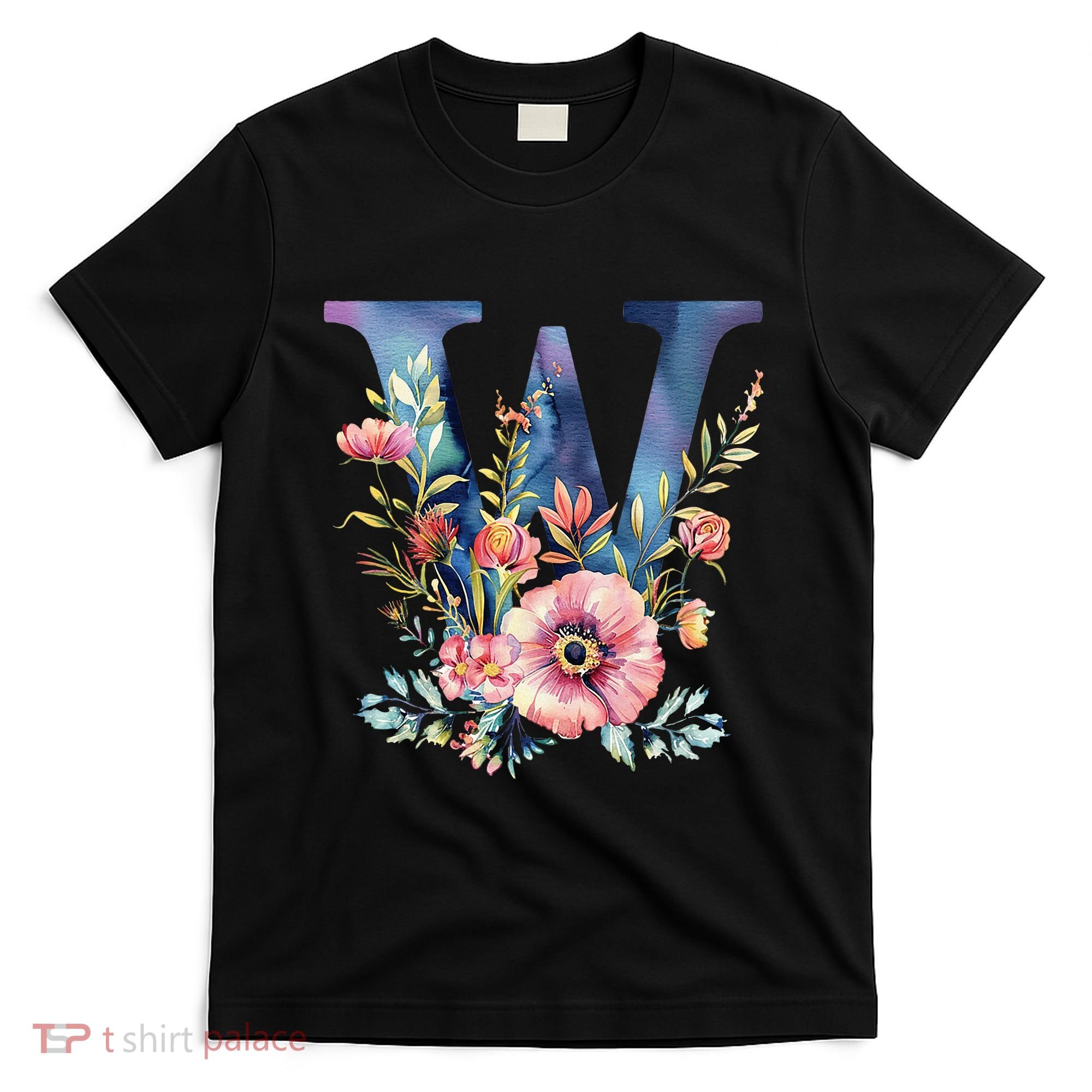 Watercolor Letter W With Floral Accents T-Shirt