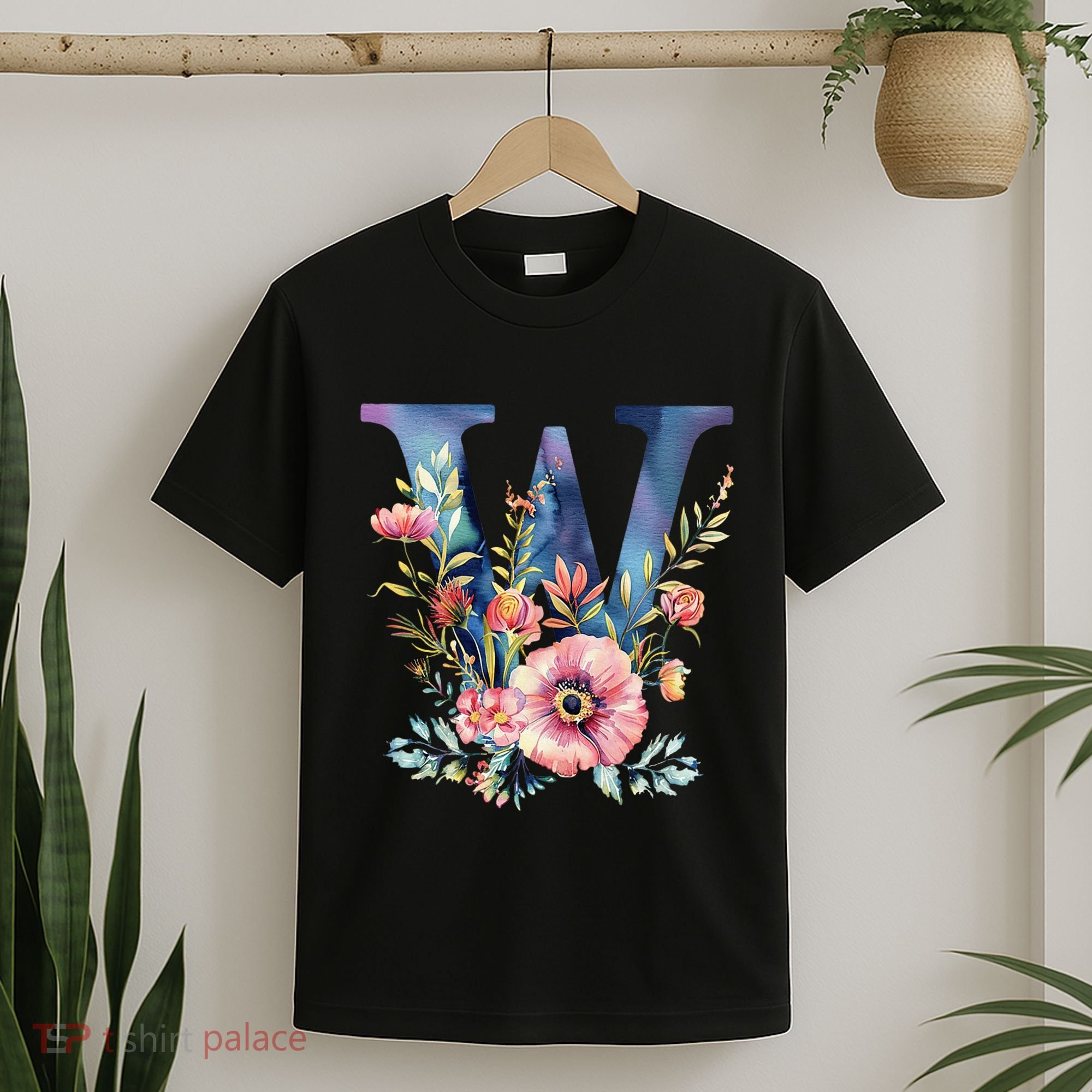 Watercolor Letter W With Floral Accents T-Shirt