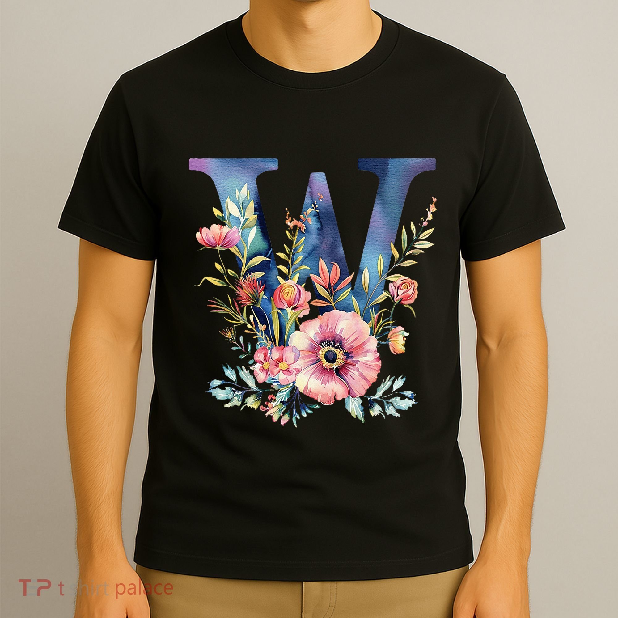 Watercolor Letter W With Floral Accents T-Shirt