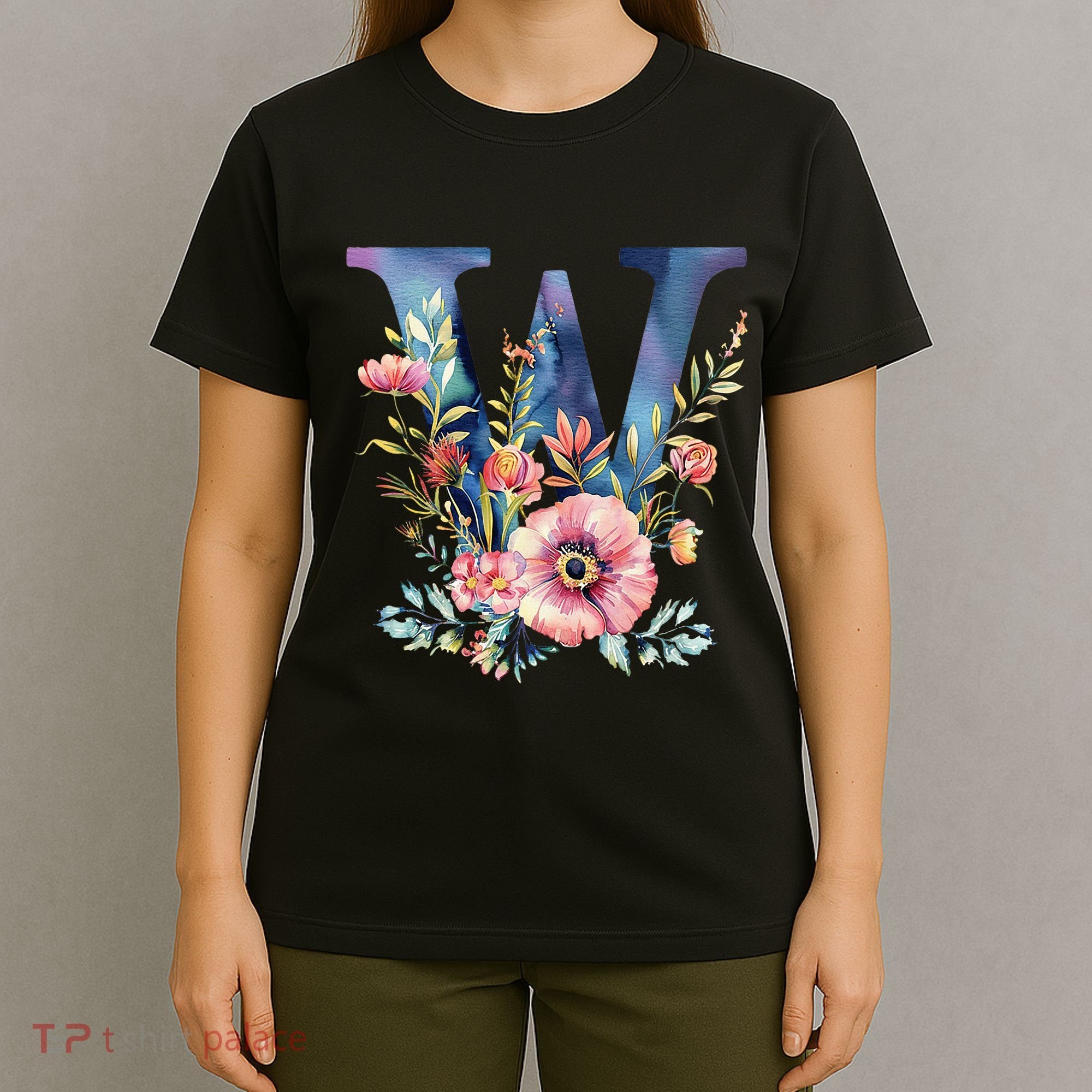 Watercolor Letter W With Floral Accents T-Shirt