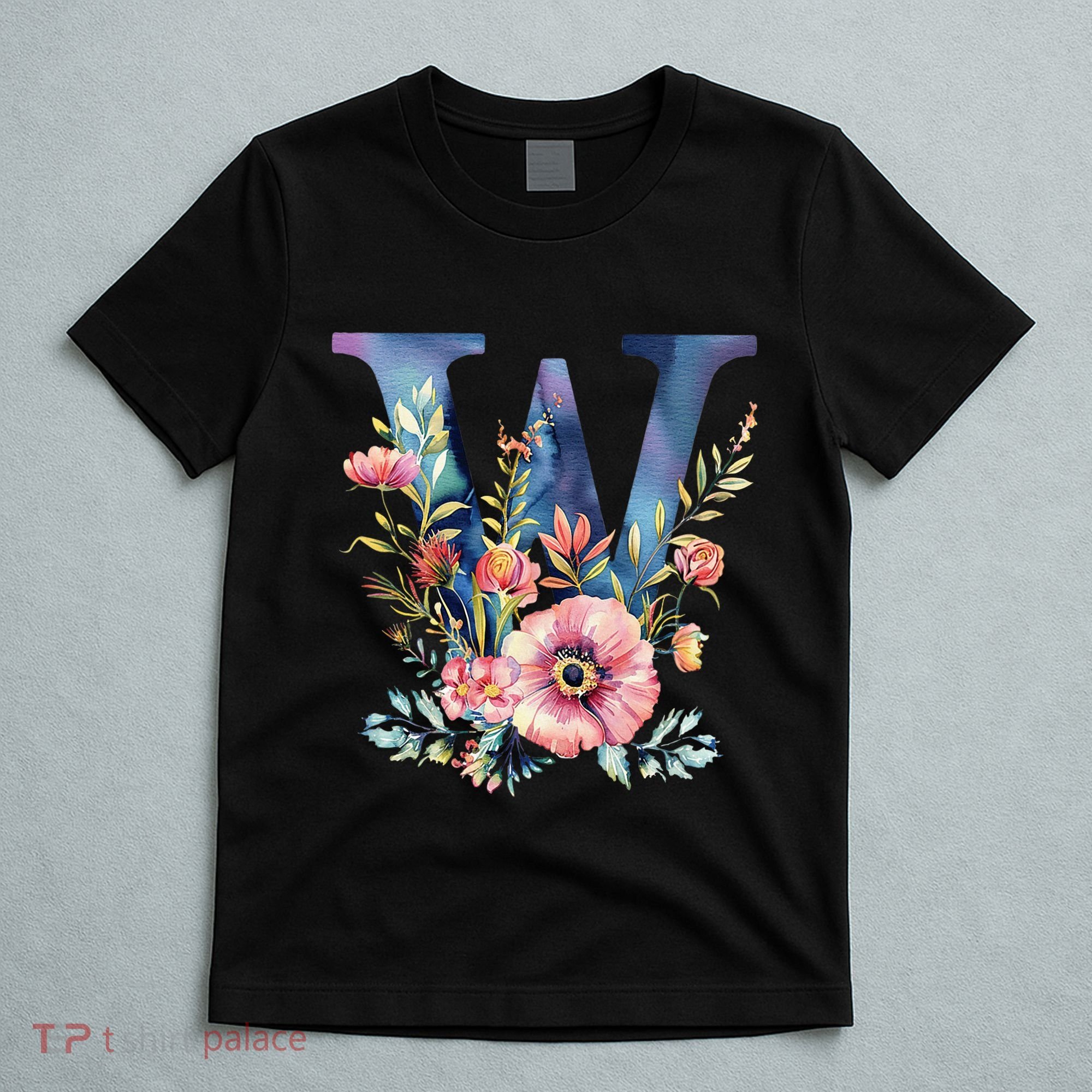 Watercolor Letter W With Floral Accents T-Shirt