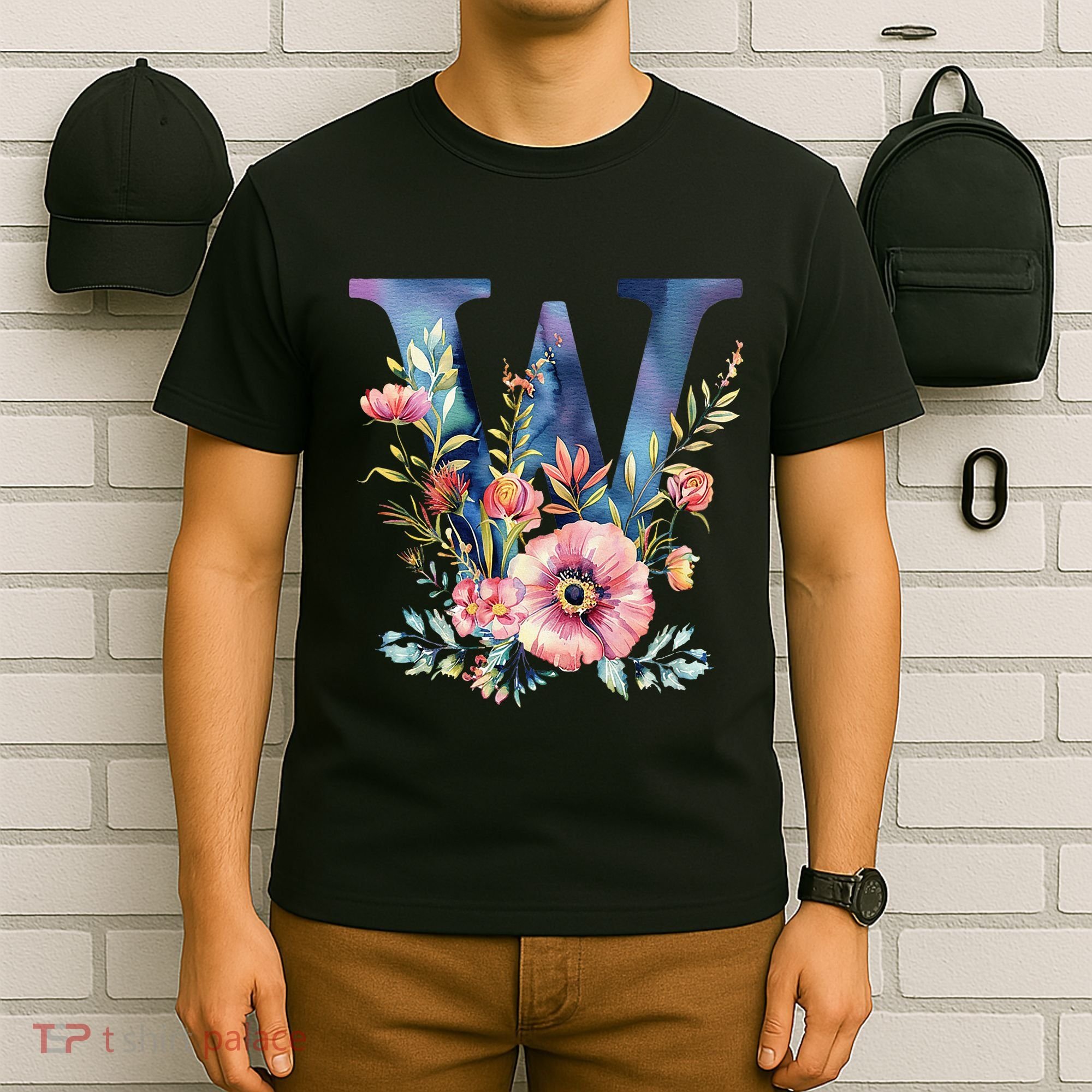 Watercolor Letter W With Floral Accents T-Shirt