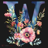 Watercolor Letter W With Floral Accents T-Shirt thumb 7
