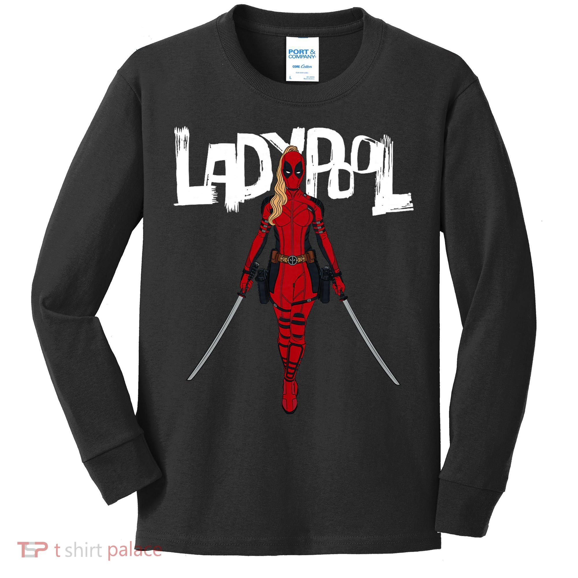 Wolverine Ladypool With Swords Kids Long Sleeve Shirt