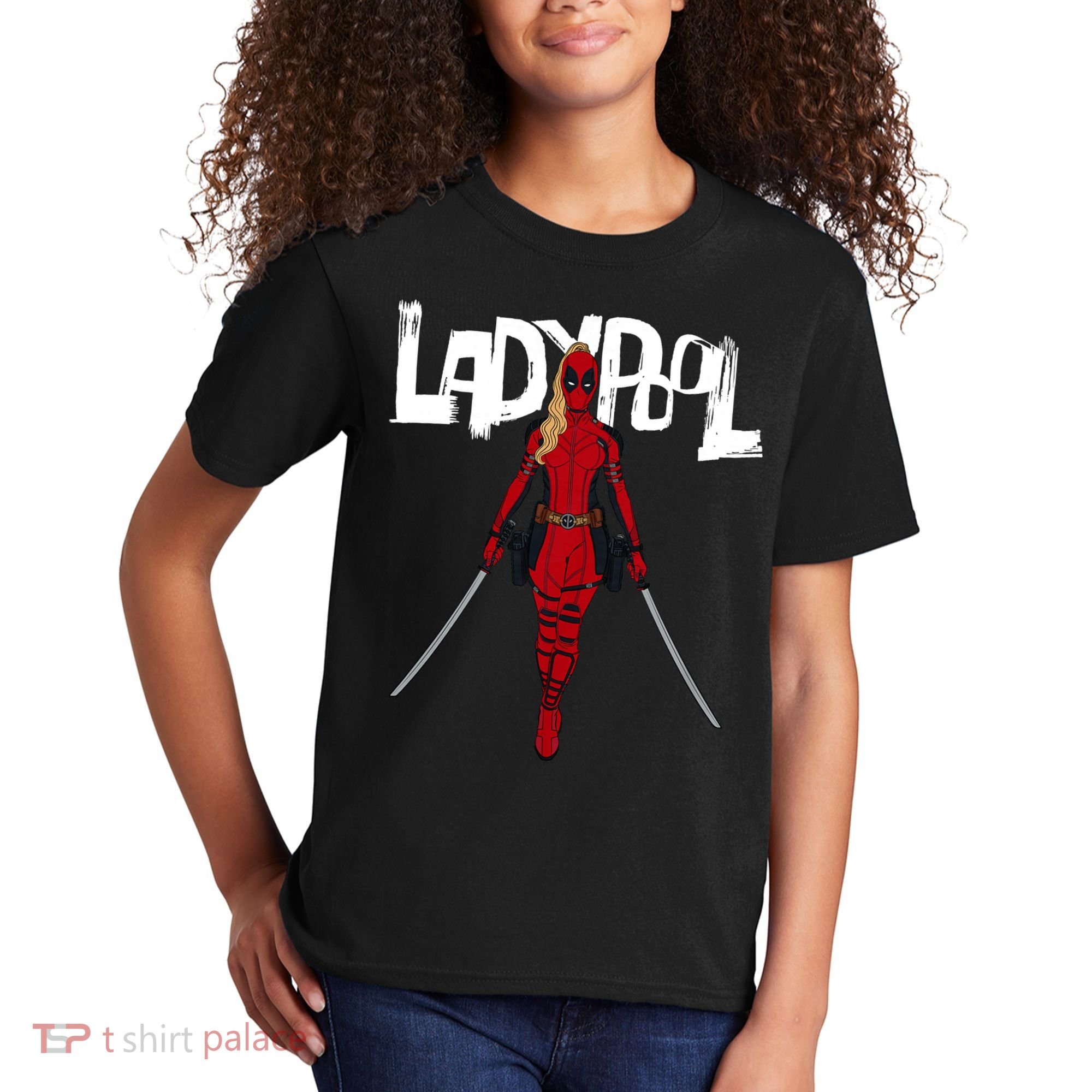 Wolverine Ladypool With Swords Kids T-Shirt