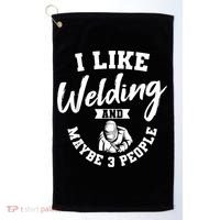 Welding Lover Welder Helmet Metal FabricationFusing MIG Arc Golf Towel thumb 0