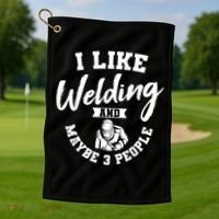 Welding Lover Welder Helmet Metal FabricationFusing MIG Arc Golf Towel thumb 1