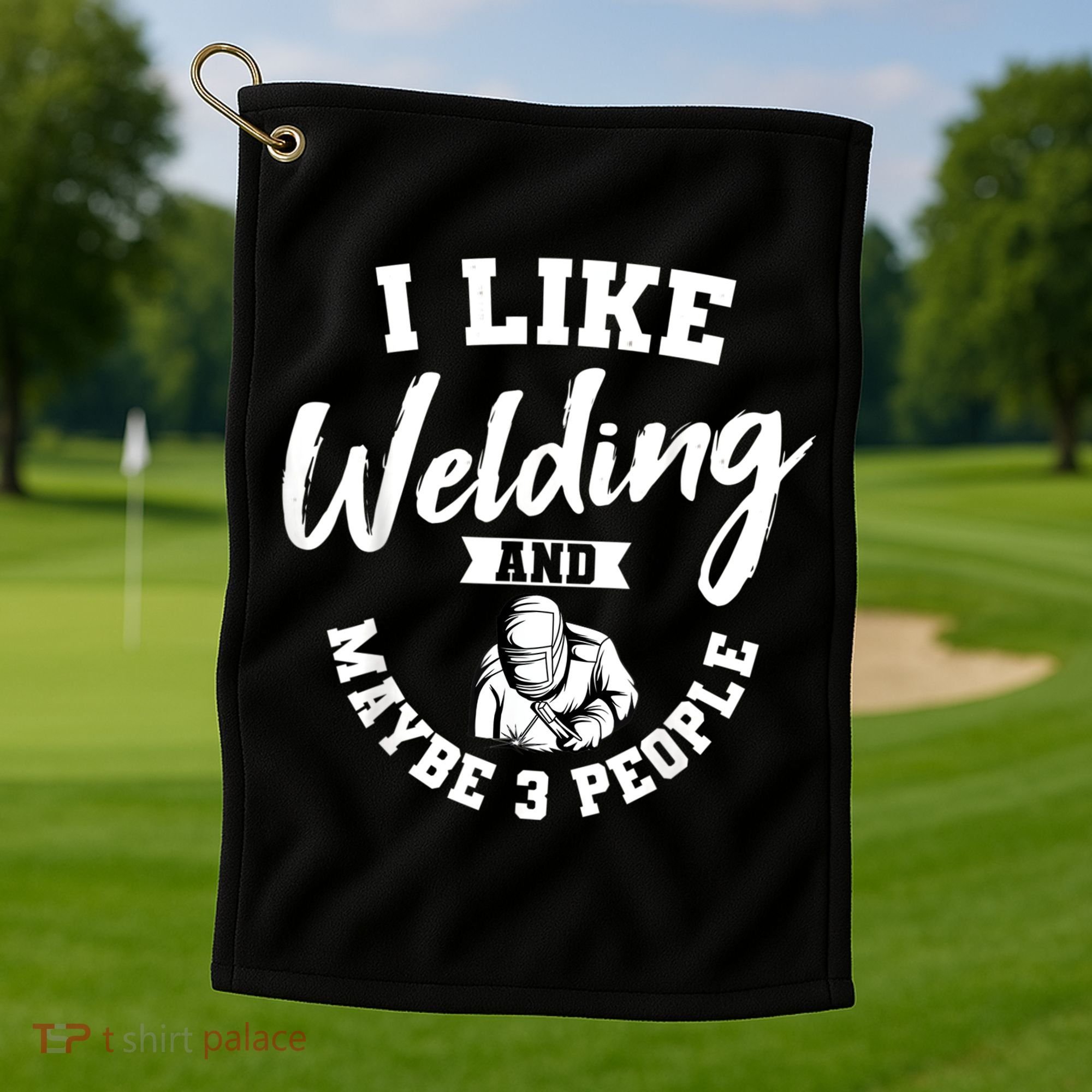 Welding Lover Welder Helmet Metal FabricationFusing MIG Arc Golf Towel