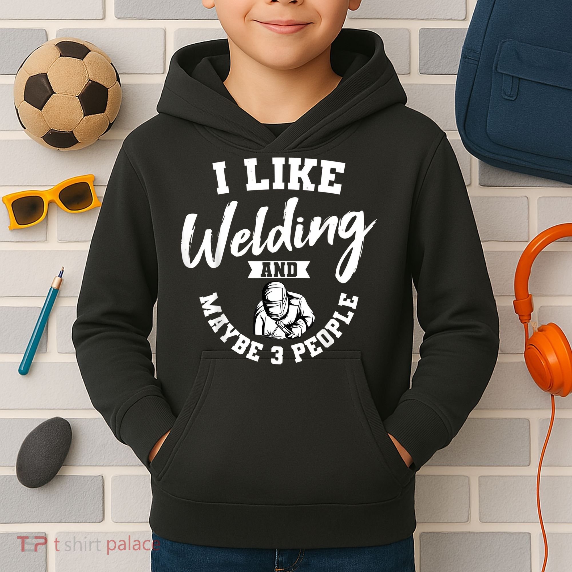 Welding Lover Welder Helmet Metal FabricationFusing MIG Arc Kids Hoodie
