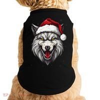 Wolf Lover Xmas Holiday Santa Wolf Christmas Doggie Tank thumb 0
