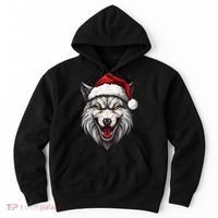 Wolf Lover Xmas Holiday Santa Wolf Christmas Hoodie thumb 0