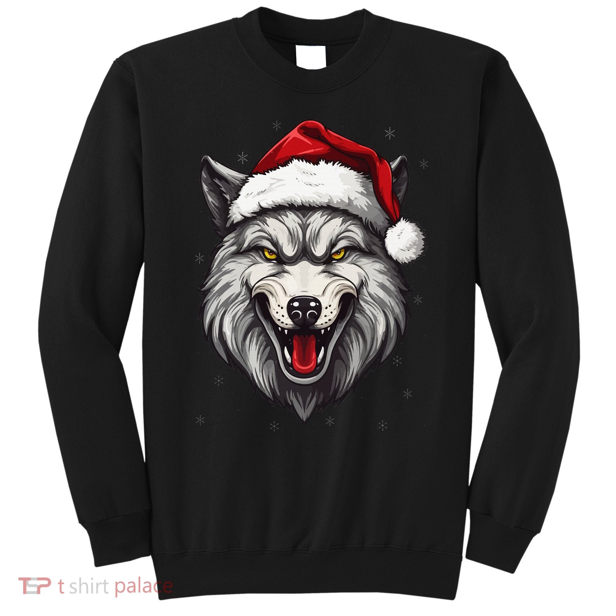 Wolf Lover Xmas Holiday Santa Wolf Christmas Sweatshirt