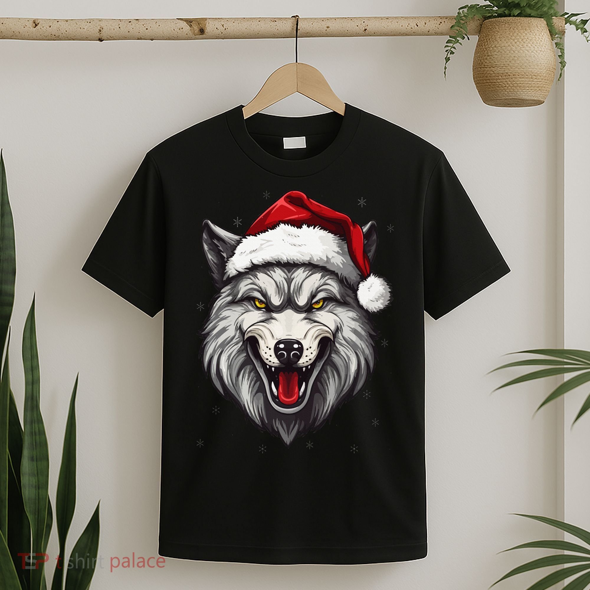 Wolf Lover Xmas Holiday Santa Wolf Christmas T-Shirt