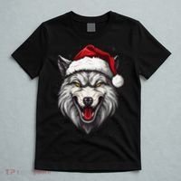 Wolf Lover Xmas Holiday Santa Wolf Christmas T-Shirt thumb 5