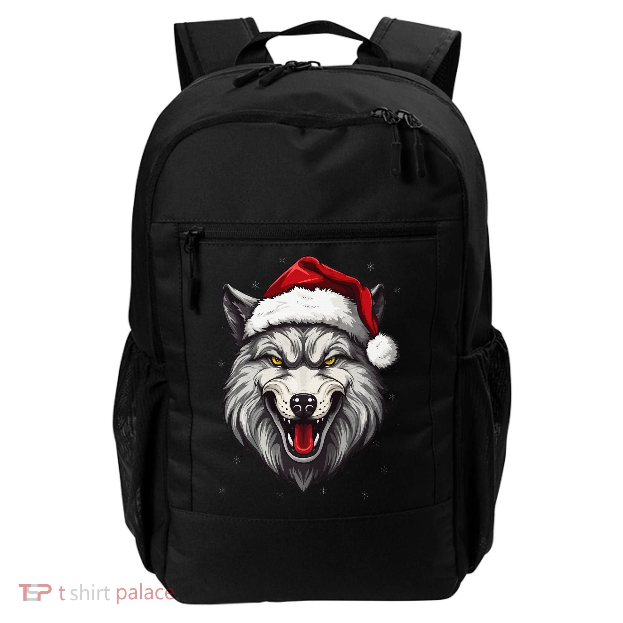 Wolf Lover Xmas Holiday Santa Wolf Christmas Backpack