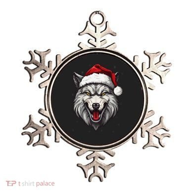 Wolf Lover Xmas Holiday Santa Wolf Christmas Ornament
