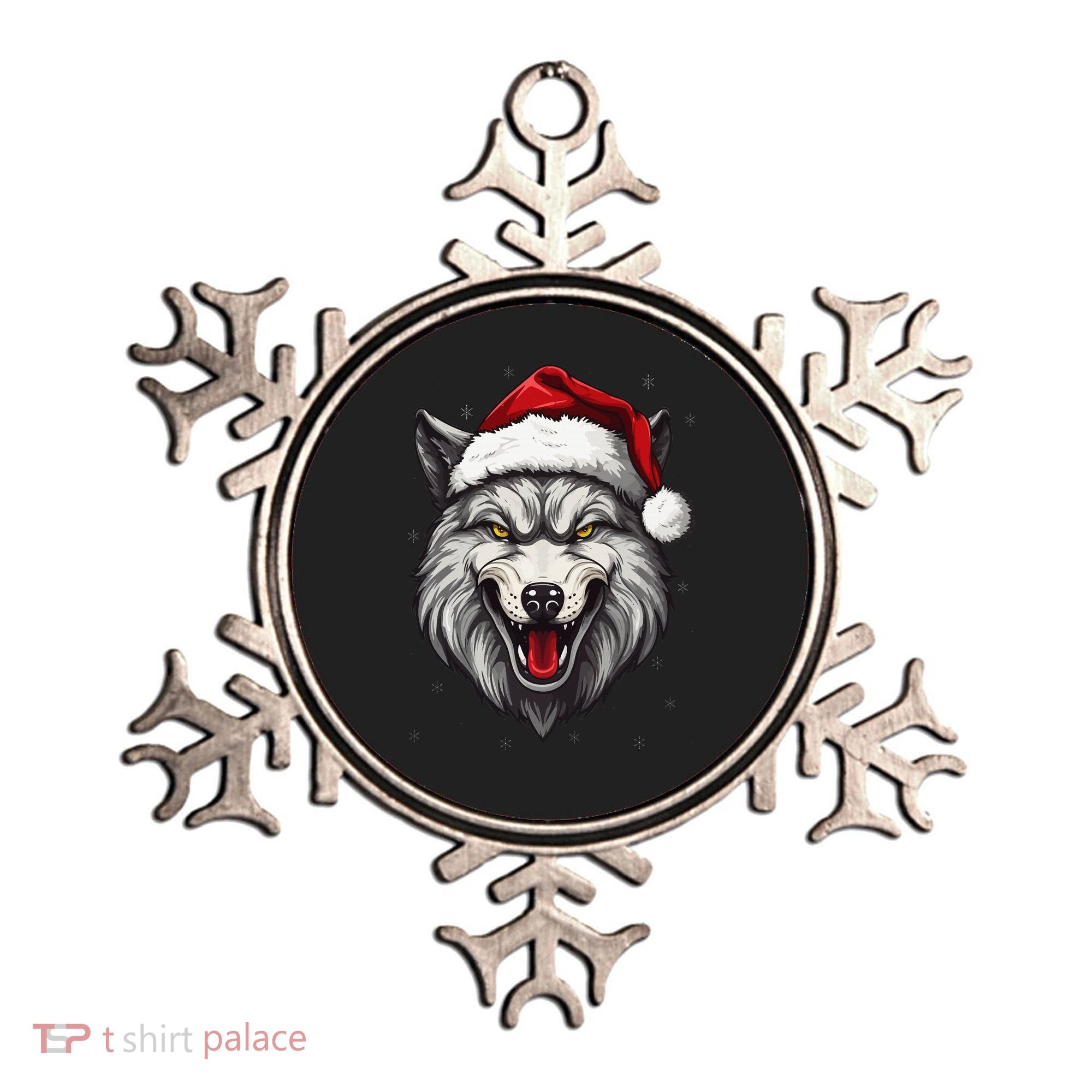 Wolf Lover Xmas Holiday Santa Wolf Christmas Ornament