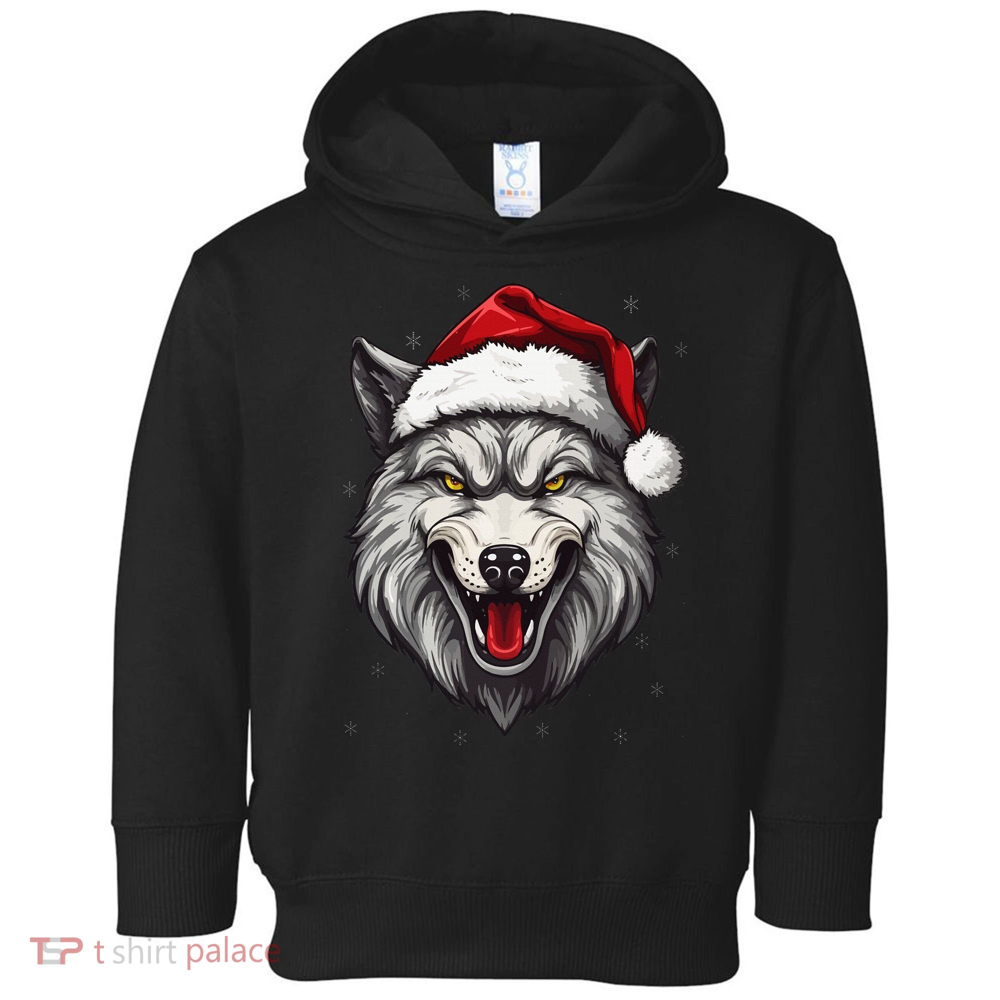 Wolf Lover Xmas Holiday Santa Wolf Christmas Toddler Hoodie