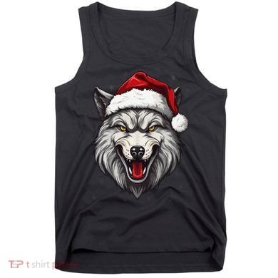 Wolf Lover Xmas Holiday Santa Wolf Christmas Tank Top