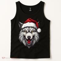 Wolf Lover Xmas Holiday Santa Wolf Christmas Tank Top thumb 2