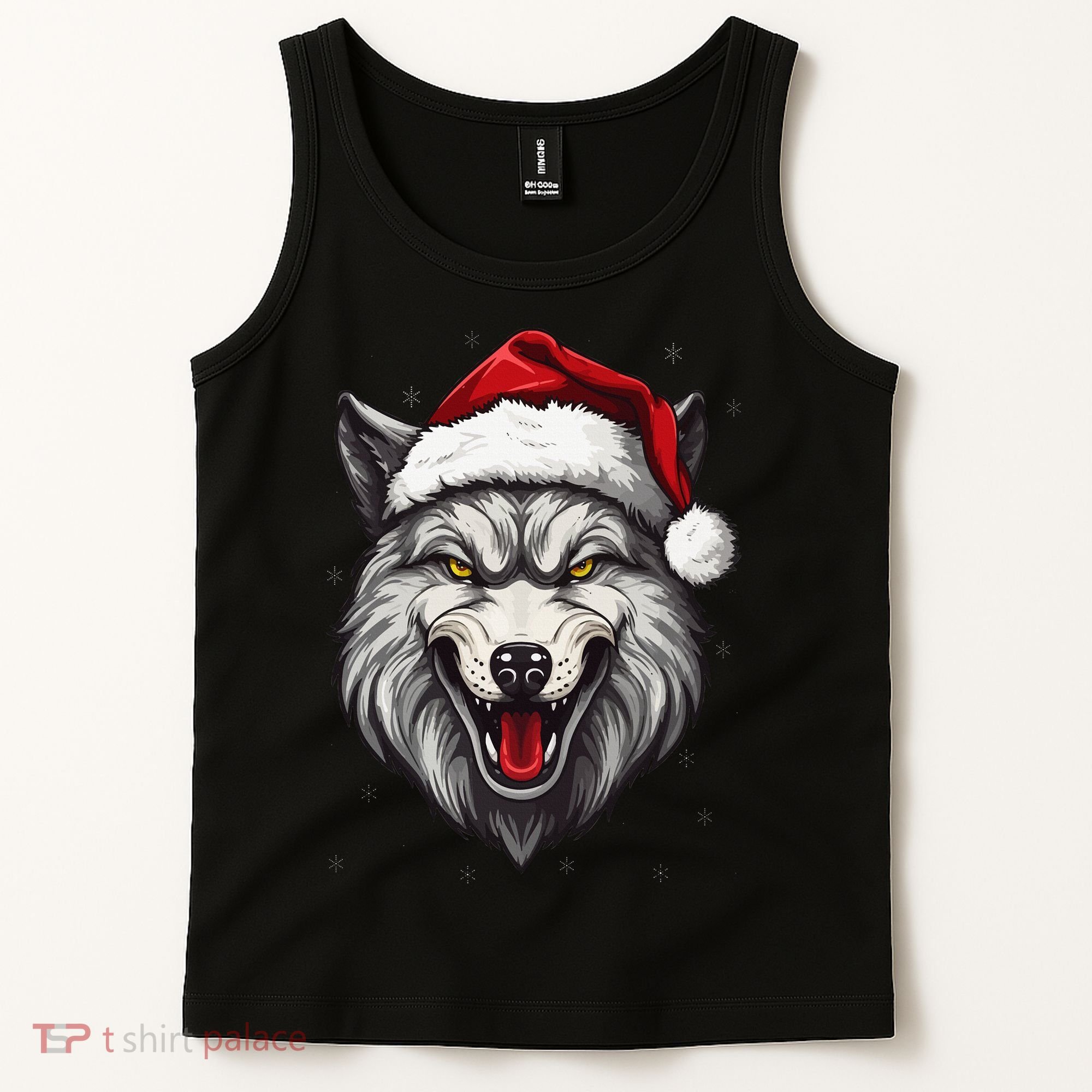 Wolf Lover Xmas Holiday Santa Wolf Christmas Tank Top