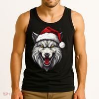 Wolf Lover Xmas Holiday Santa Wolf Christmas Tank Top thumb 3