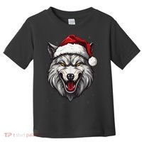 Wolf Lover Xmas Holiday Santa Wolf Christmas Toddler T-Shirt thumb 0