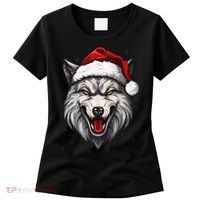 Wolf Lover Xmas Holiday Santa Wolf Christmas Women's T-Shirt thumb 0