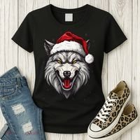 Wolf Lover Xmas Holiday Santa Wolf Christmas Women's T-Shirt thumb 3