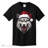 Wolf Lover Xmas Holiday Santa Wolf Christmas Kids T-Shirt thumb 0