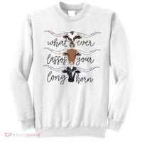 Whatever Lassos Your Longhorn Country Cow Farm Gift Sweatshirt thumb 0