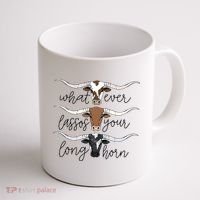Whatever Lassos Your Longhorn Country Cow Farm Gift Coffee Mug thumb 1